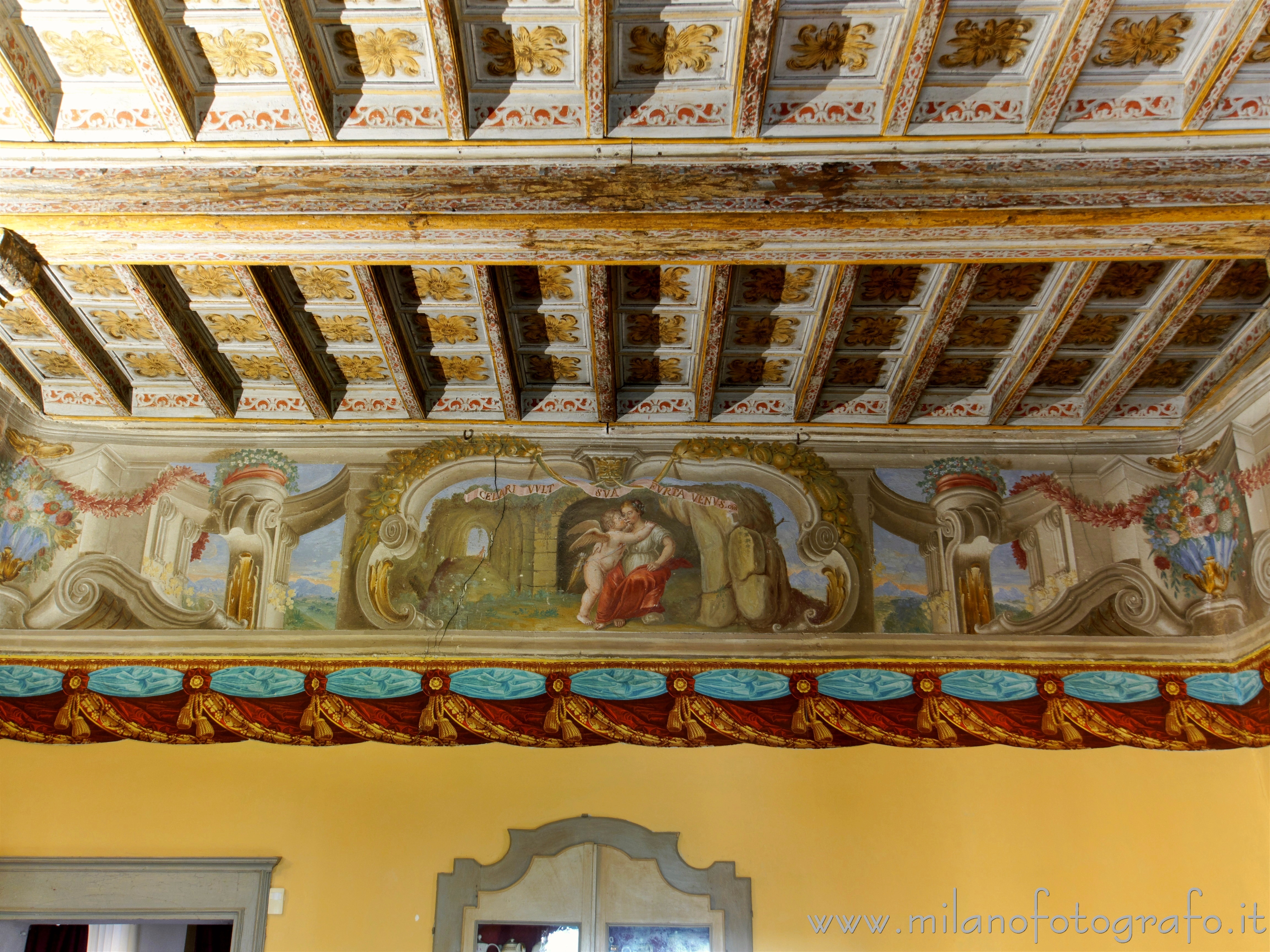 Cossato (Biella, Italy) - Baroque decorations in one of the halls of the Castle of Castellengo